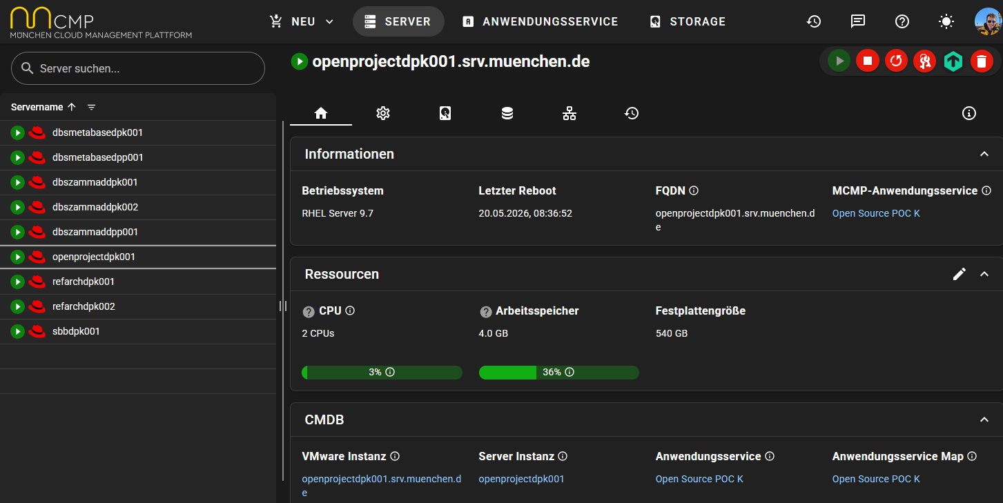 Screenshot Munich Cloud Management Platform